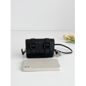 Black Leather Crossbody Flap Bag