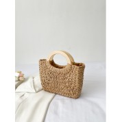 Black Leather Woven Tote Bag