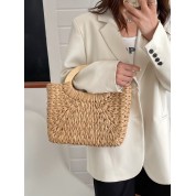 Black Leather Woven Tote Bag