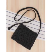 Black And Purple Crochet Bag