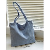 Blue Leather Shopper Tote Bag