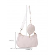 Beige Square Leather Crossbody Bag