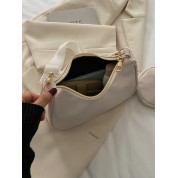 Beige Square Leather Crossbody Bag