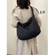 Large Black Quilted Shoulder Bag