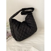 Large Black Quilted Shoulder Bag