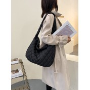 Large Black Quilted Shoulder Bag