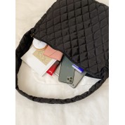 Large Black Quilted Shoulder Bag