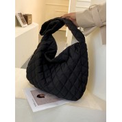 Large Black Quilted Shoulder Bag