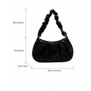 Ruched Strap Leather Shoulder Bag