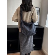 Black Canvas Crossbody Shoulder Bag