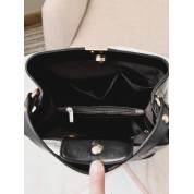 Faux Leather Top Handle Tote Bag