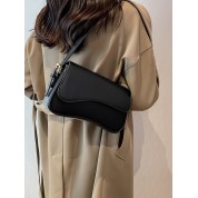 Simple Black Leather Crossbody Bag