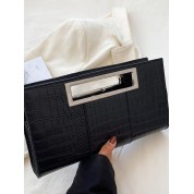 Black Leather Square Crossbody Bag