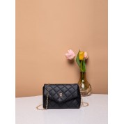 Small Black Quilted Crossbody Bag