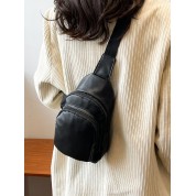 Black Leather Crossbody Sling Bag