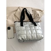 Large Black Quilted Tote Bag