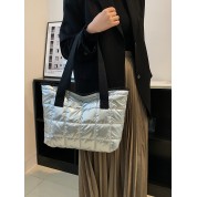 Large Black Quilted Tote Bag