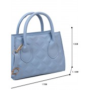 Blue Quilted Leather Tote Bag