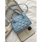 Blue Quilted Leather Tote Bag