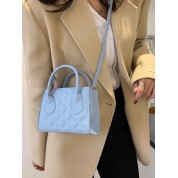 Blue Quilted Leather Tote Bag