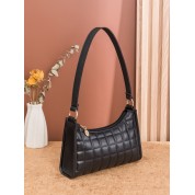 Black Monogram Detail Quilted Leather Bag