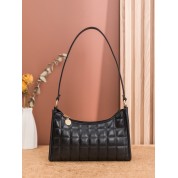 Black Monogram Detail Quilted Leather Bag