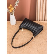 Black Monogram Detail Quilted Leather Bag