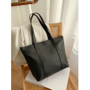 Simple Black Leather Tote Bag