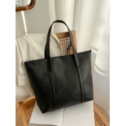 Simple Black Leather Tote Bag