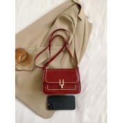 Red Crossbody Bag With Gold Chain