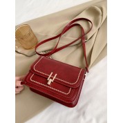 Red Crossbody Bag With Gold Chain