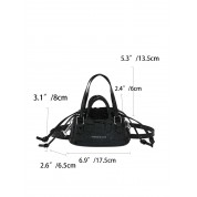 Black Leather Bucket Tote Bag