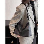 Black Leather Tote Hobo Bag