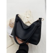 Black Leather Tote Hobo Bag