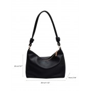 Black Leather Tote Hobo Bag