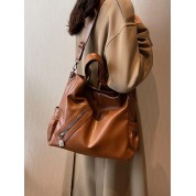 Brown Tote Bag With Zipper