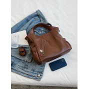 Brown Tote Bag With Zipper