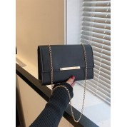 Black Leather Chain Belt Bag