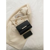 Black Leather Chain Belt Bag