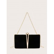 Black Evening Bag Silver Chain