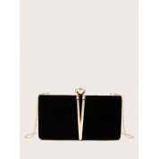 Black Evening Bag Silver Chain