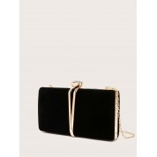 Black Evening Bag Silver Chain