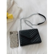 Black Leather Quilted Tote Bag