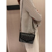 Black Studded Flap Crossbody Bag