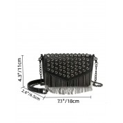 Black Studded Flap Crossbody Bag