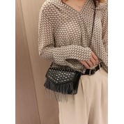 Black Studded Flap Crossbody Bag