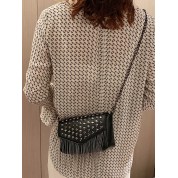 Black Studded Flap Crossbody Bag