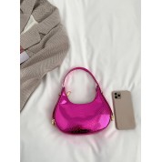 Pink Leather Hobo Tote Bag