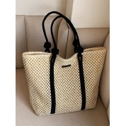 Striped Rope Handle Beach Bag