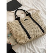 Striped Rope Handle Beach Bag